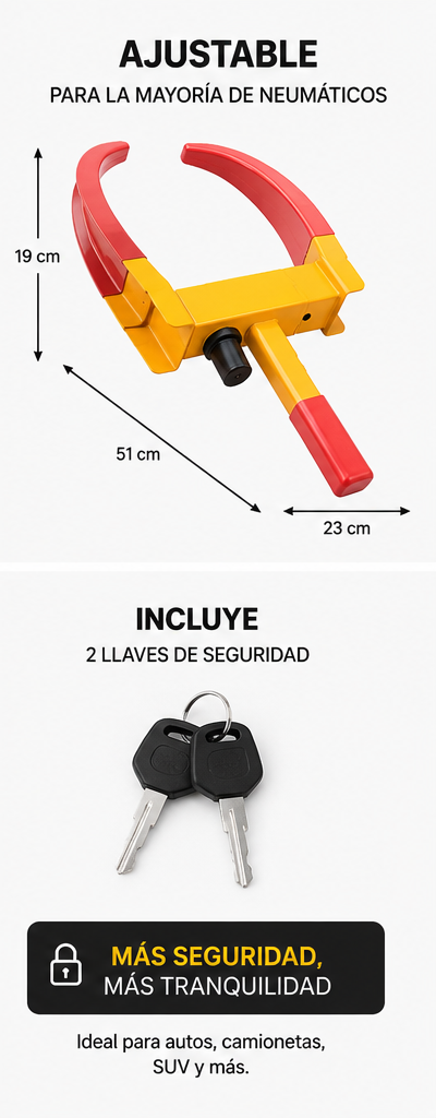 Cepo de Seguridad para Neumáticos — Protege tu Auto 24/7 🚗