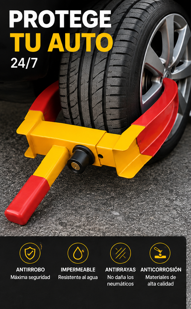 Cepo de Seguridad para Neumáticos — Protege tu Auto 24/7 🚗